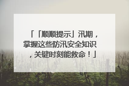 「顺顺提示」汛期，掌握这些防汛安全知识，关键时刻能救命！