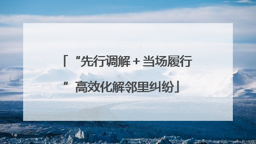 “先行调解＋当场履行”高效化解邻里纠纷