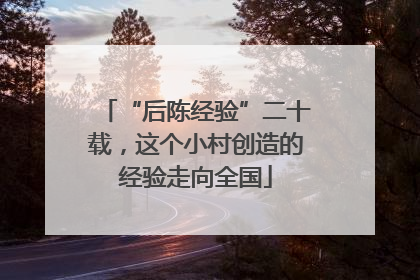 “后陈经验”二十载，这个小村创造的经验走向全国