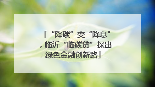 “降碳”变“降息”，临沂“临碳贷”探出绿色金融创新路