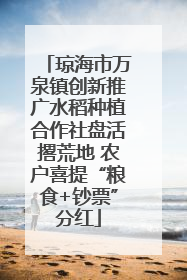 琼海市万泉镇创新推广水稻种植合作社盘活撂荒地 农户喜提“粮食+钞票”分红