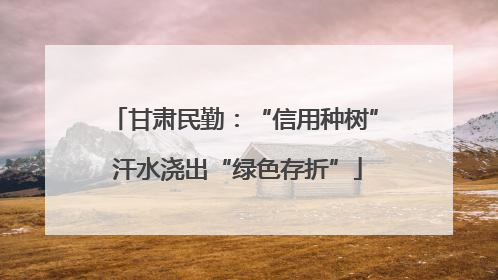 甘肃民勤：“信用种树” 汗水浇出“绿色存折”