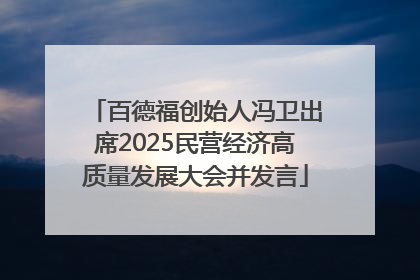 百德福创始人冯卫出席2025民营经济高质量发展大会并发言