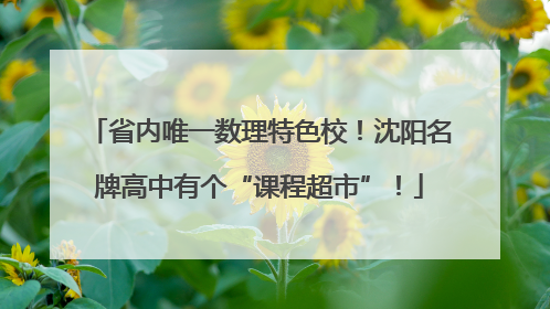 省内唯一数理特色校！沈阳名牌高中有个“课程超市”！