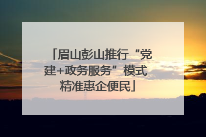 眉山彭山推行“党建+政务服务”模式 精准惠企便民