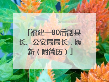 福建一80后副县长、公安局局长，履新（附简历）
