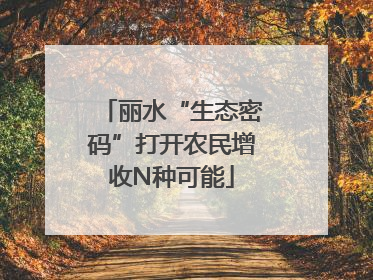 丽水“生态密码”打开农民增收N种可能