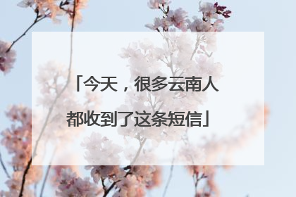 今天，很多云南人都收到了这条短信