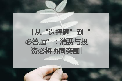 从“选择题”到“必答题”：消费与投资必将协同突围