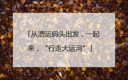 从漕运码头出发，一起来，“行走大运河”