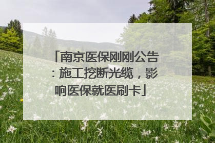 南京医保刚刚公告：施工挖断光缆，影响医保就医刷卡
