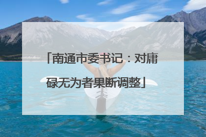 南通市委书记：对庸碌无为者果断调整