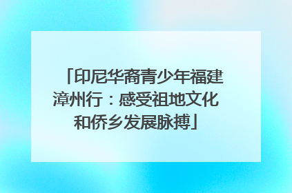 印尼华裔青少年福建漳州行：感受祖地文化和侨乡发展脉搏