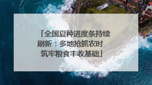 全国夏种进度条持续刷新：多地抢抓农时 筑牢粮食丰收基础