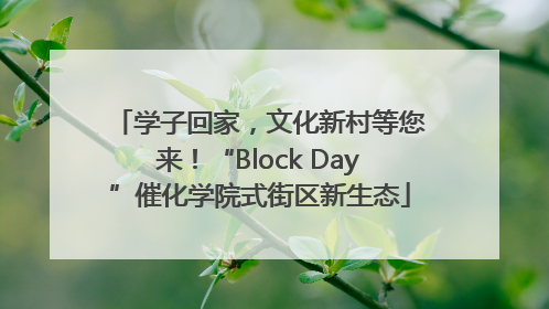 学子回家，文化新村等您来！“Block Day”催化学院式街区新生态