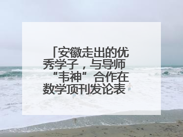 安徽走出的优秀学子，与导师“韦神”合作在数学顶刊发论表重要科研成果