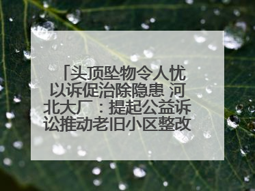头顶坠物令人忧 以诉促治除隐患 河北大厂：提起公益诉讼推动老旧小区整改排查提速