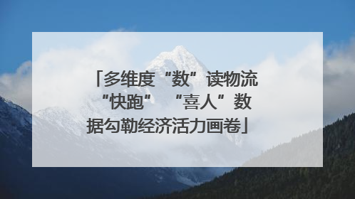 多维度“数”读物流“快跑” “喜人”数据勾勒经济活力画卷