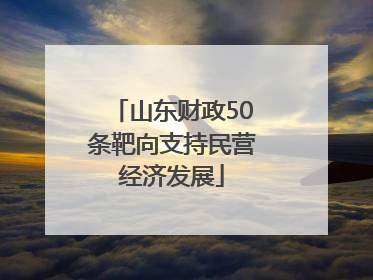 山东财政50条靶向支持民营经济发展