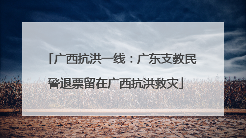广西抗洪一线：广东支教民警退票留在广西抗洪救灾
