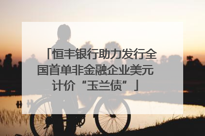 恒丰银行助力发行全国首单非金融企业美元计价“玉兰债”