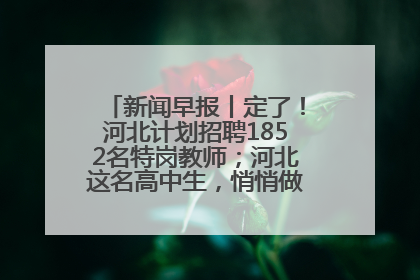 新闻早报丨定了！河北计划招聘1852名特岗教师；河北这名高中生，悄悄做了件超酷的事>>