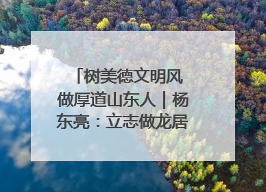 树美德文明风 做厚道山东人｜杨东亮：立志做龙居的“小丸童”