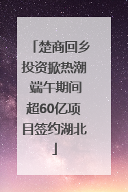 楚商回乡投资掀热潮 端午期间超60亿项目签约湖北