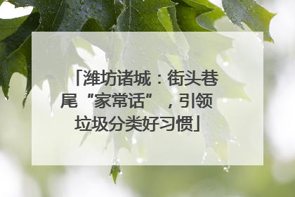 潍坊诸城：街头巷尾“家常话”，引领垃圾分类好习惯