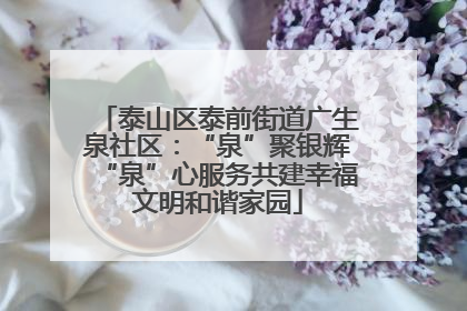 泰山区泰前街道广生泉社区：“泉”聚银辉“泉”心服务共建幸福文明和谐家园