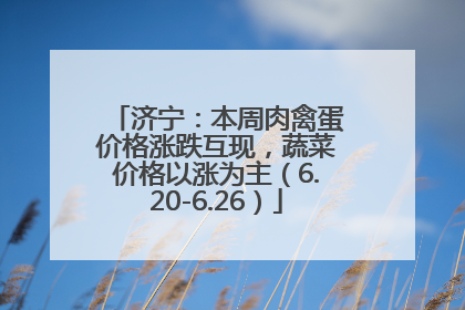 济宁：本周肉禽蛋价格涨跌互现，蔬菜价格以涨为主（6.20-6.26）