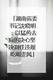 湖南省委书记沈晓明：以猛药去疴的决心坚决刹住违规吃喝歪风