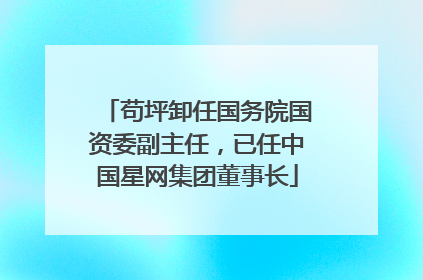苟坪卸任国务院国资委副主任，已任中国星网集团董事长