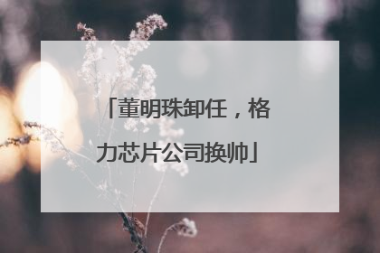 董明珠卸任，格力芯片公司换帅