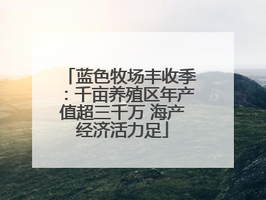 蓝色牧场丰收季：千亩养殖区年产值超三千万 海产经济活力足