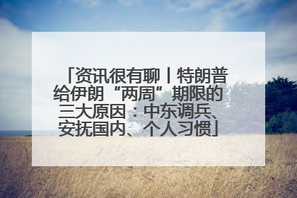 资讯很有聊丨特朗普给伊朗“两周”期限的三大原因：中东调兵、安抚国内、个人习惯