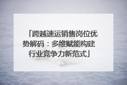 跨越速运销售岗位优势解码：多维赋能构建行业竞争力新范式