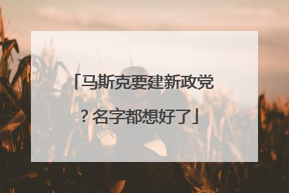 马斯克要建新政党？名字都想好了