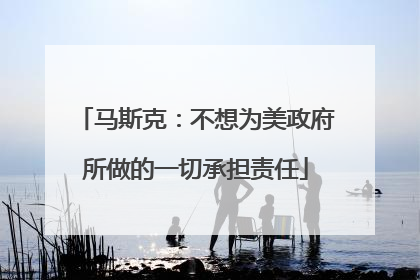 马斯克：不想为美政府所做的一切承担责任