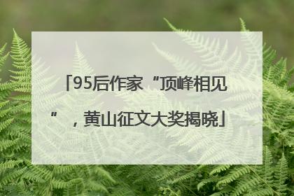 95后作家“顶峰相见”，黄山征文大奖揭晓